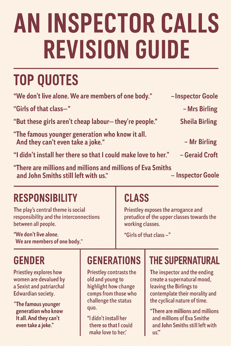 Grade 9 GCSE English Lit An Inspector Calls Quotes & Themes