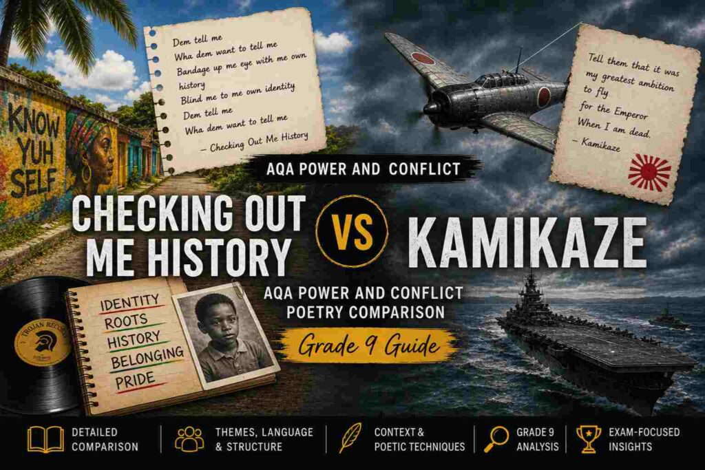 Checking Out Me History vs Kamikaze: AQA Power and Conflict Poetry Comparison (Grade 9 Guide) 7 Checking Out Me History vs Kamikaze AQA Power and Conflict Poetry Comparison (Grade 9 Guide)