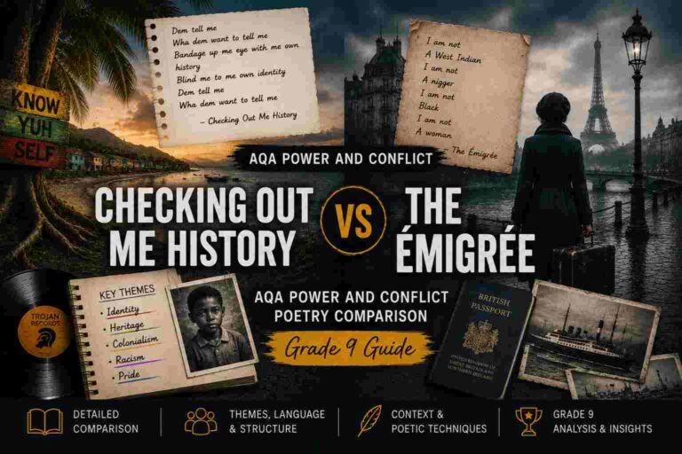 Checking Out Me History vs The Émigrée AQA Power and Conflict Poetry Comparison (Grade 9 Guide)