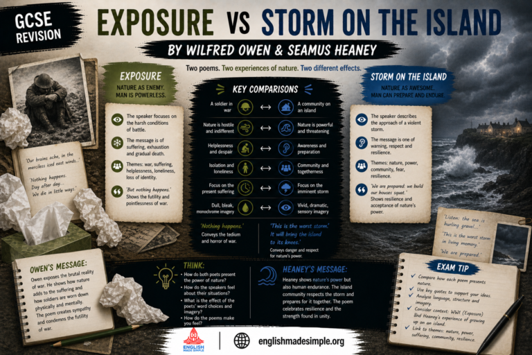 Exposure vs Storm on the Island: AQA Power and Conflict Poetry ...