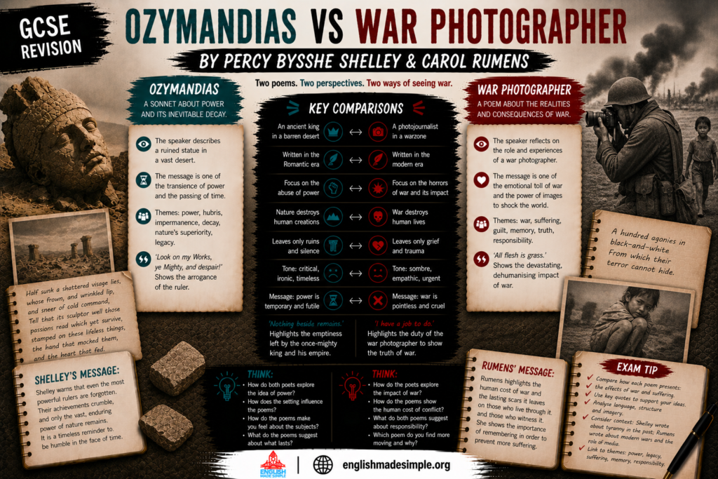 Ozymandias vs War Photographer: AQA Power and Conflict Poetry Comparison (Grade 9 Guide) 7 Ozymandias v War Photographer