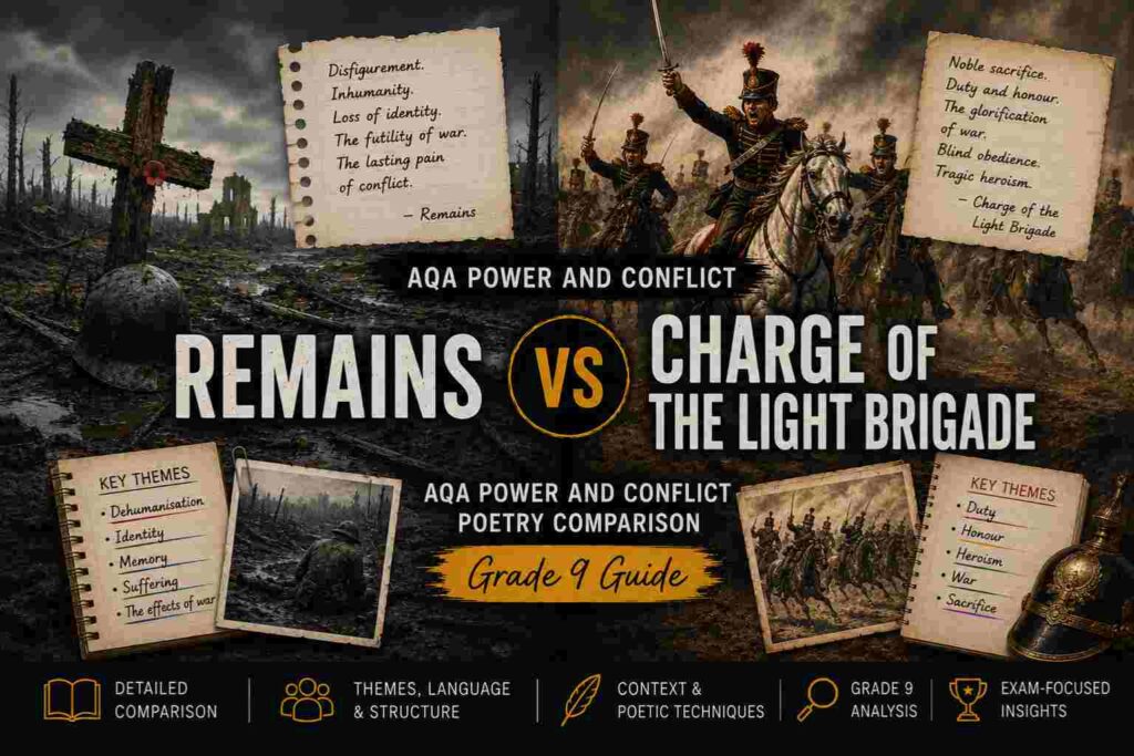 Remains vs Charge of the Light Brigade: AQA Power and Conflict Poetry Comparison (Grade 9 Guide) 4 Remains vs Charge of the Light Brigade AQA Power and Conflict Poetry Comparison (Grade 9 Guide)