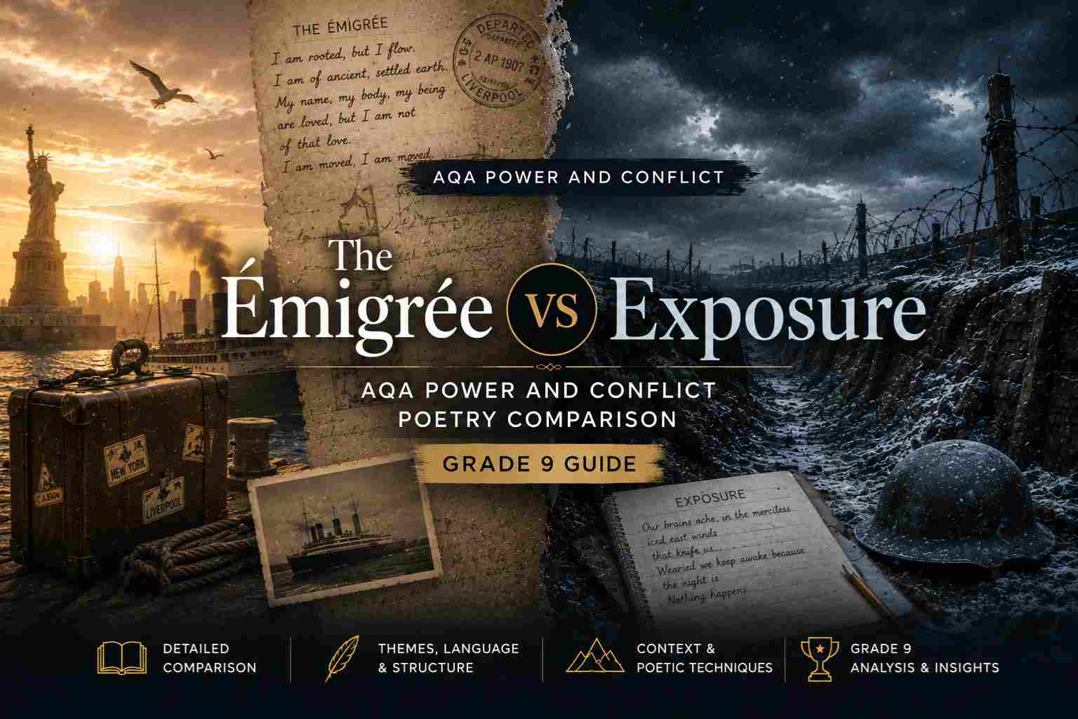 The Émigrée vs Exposure AQA Power and Conflict Poetry Comparison (Grade 9 Guide)