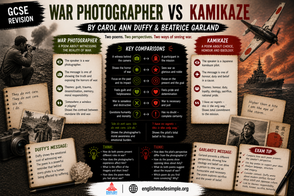 War Photographer vs Kamikaze: AQA Power and Conflict Poetry Comparison (Grade 9 Guide) 8 War Photographer v Kamikaze